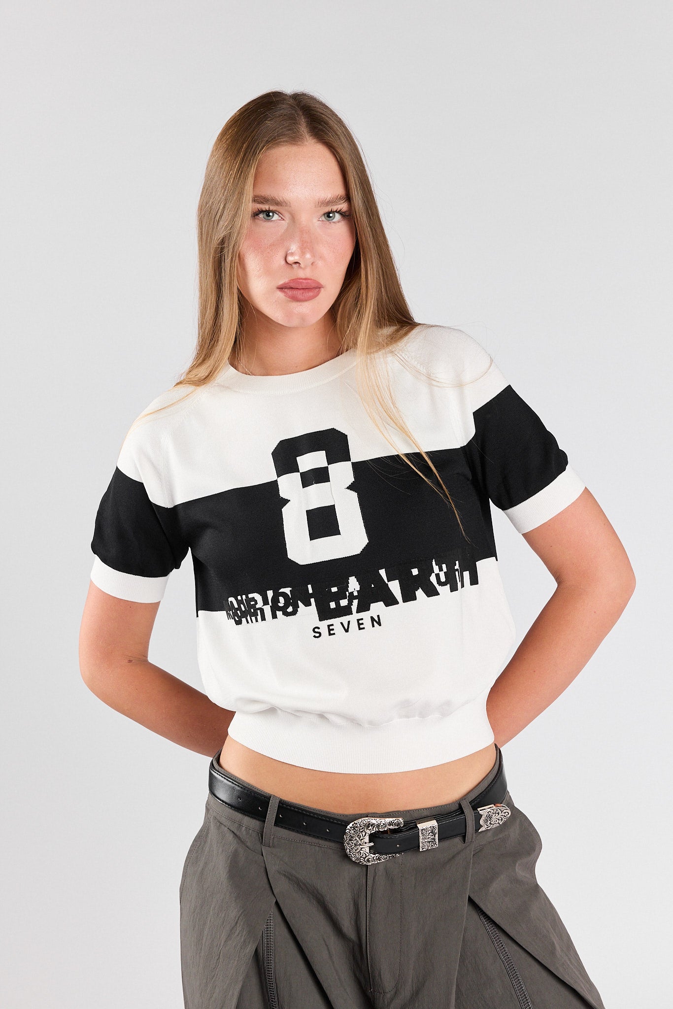 SEVEN thin knit short shirt