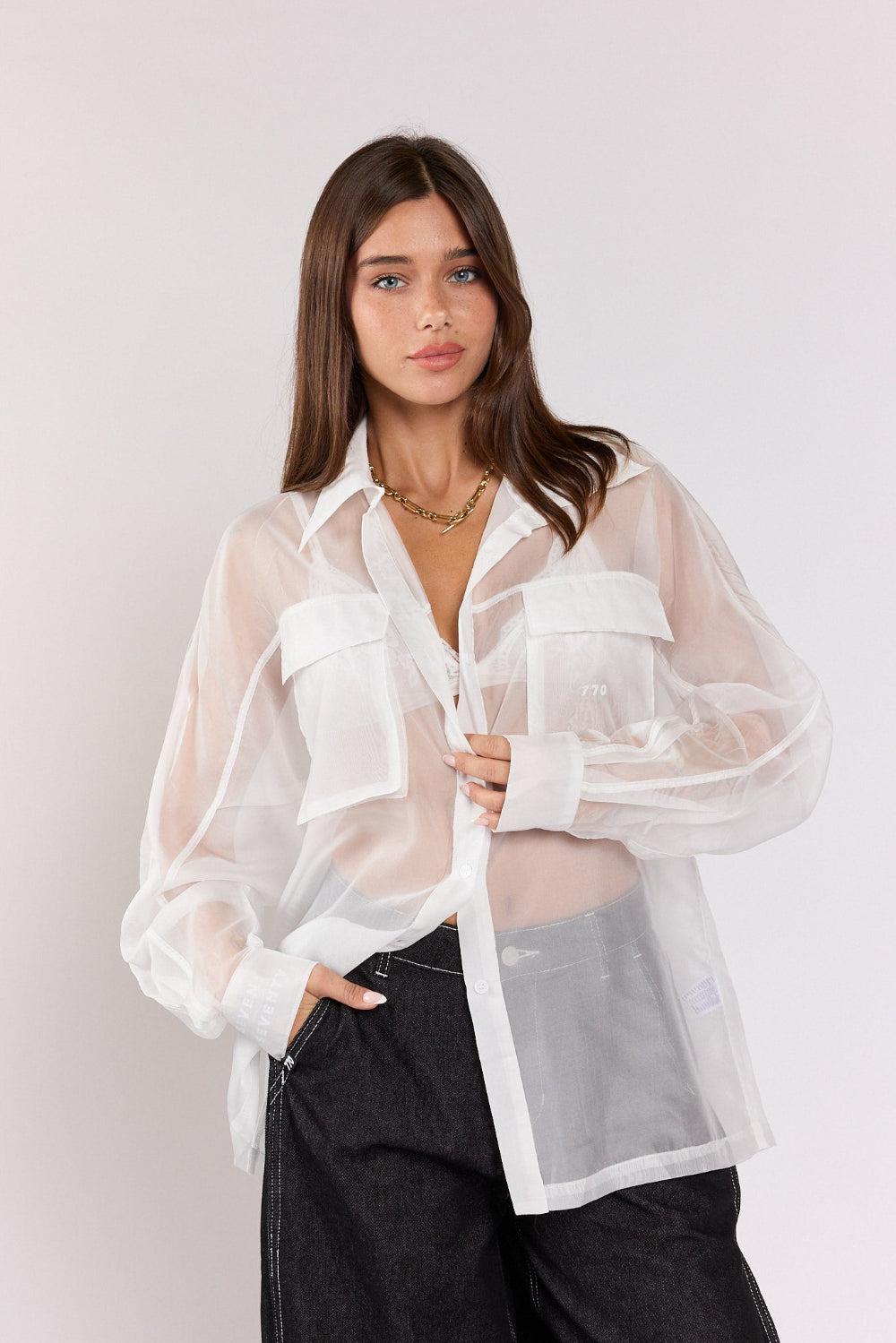 Organza button-down shirt 770
