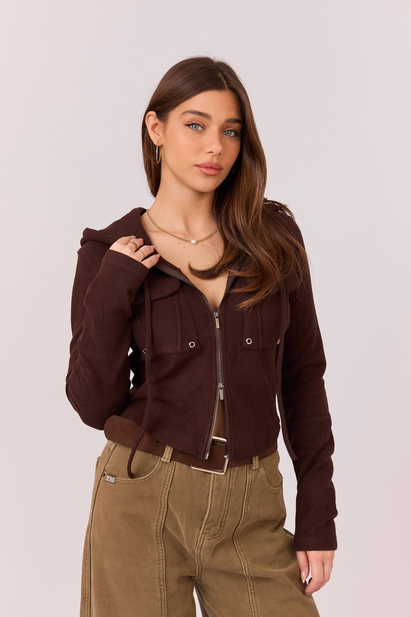 חולצת קפוצ'ון פלנל כיסים