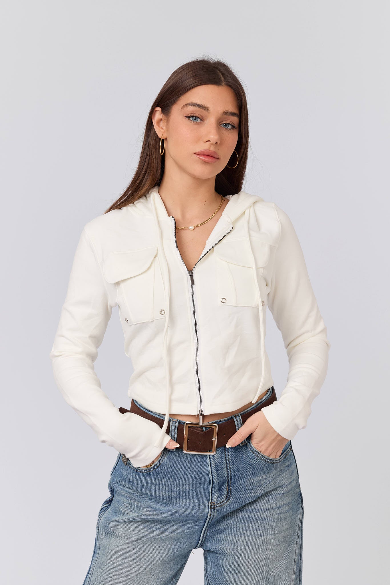 חולצת קפוצ'ון פלנל כיסים