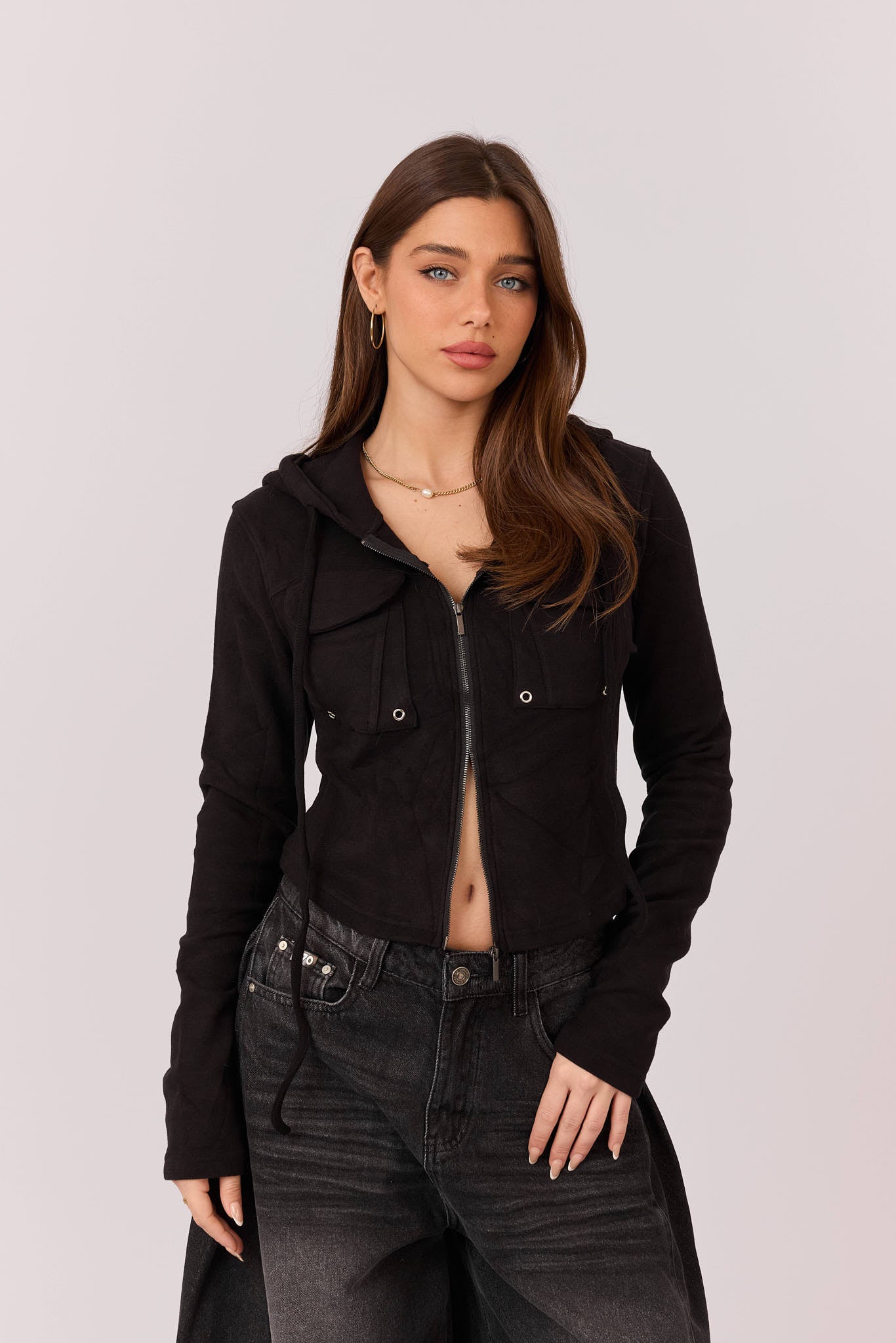 חולצת קפוצ'ון פלנל כיסים