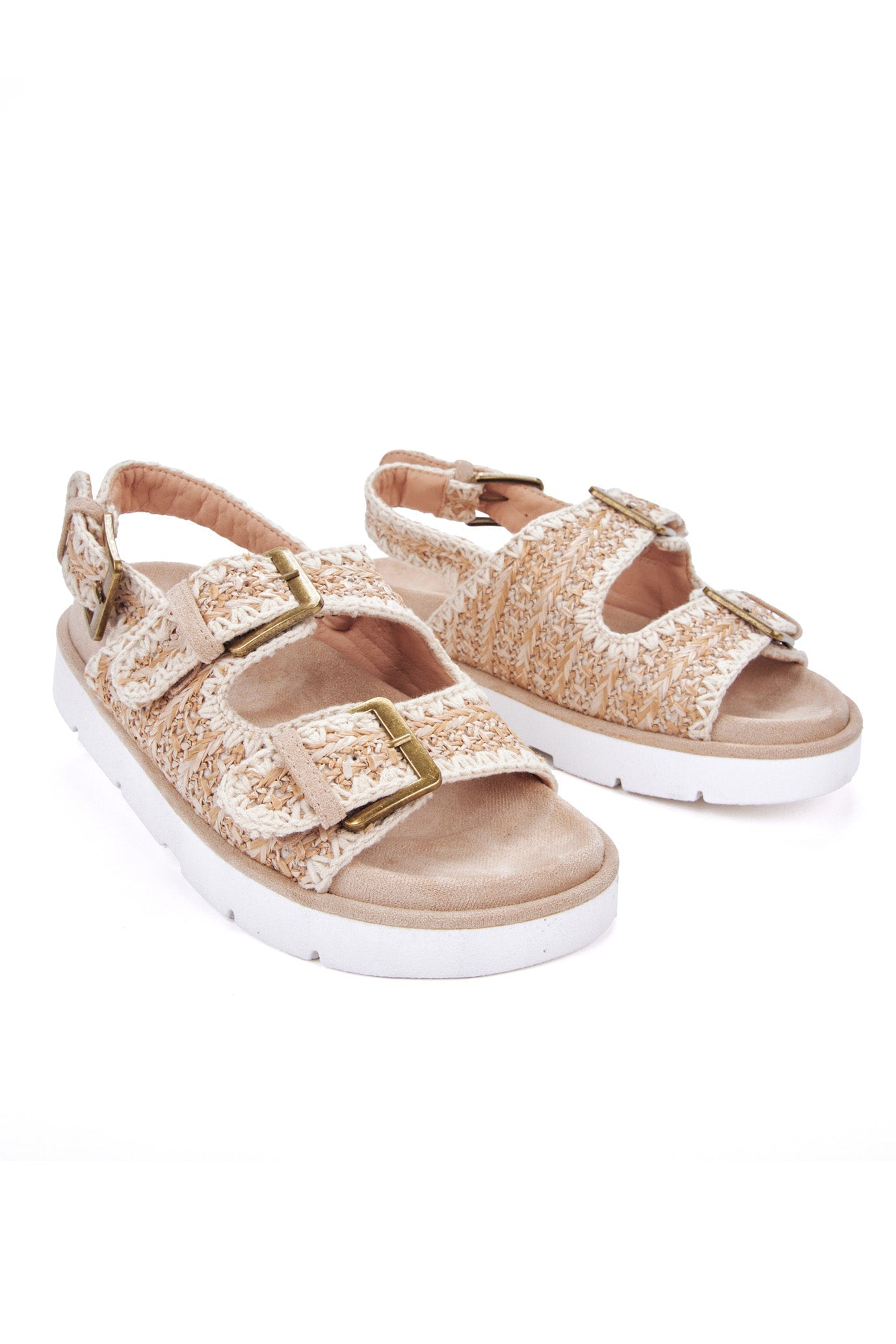 STREET woven and embroidered strappy platform sandals