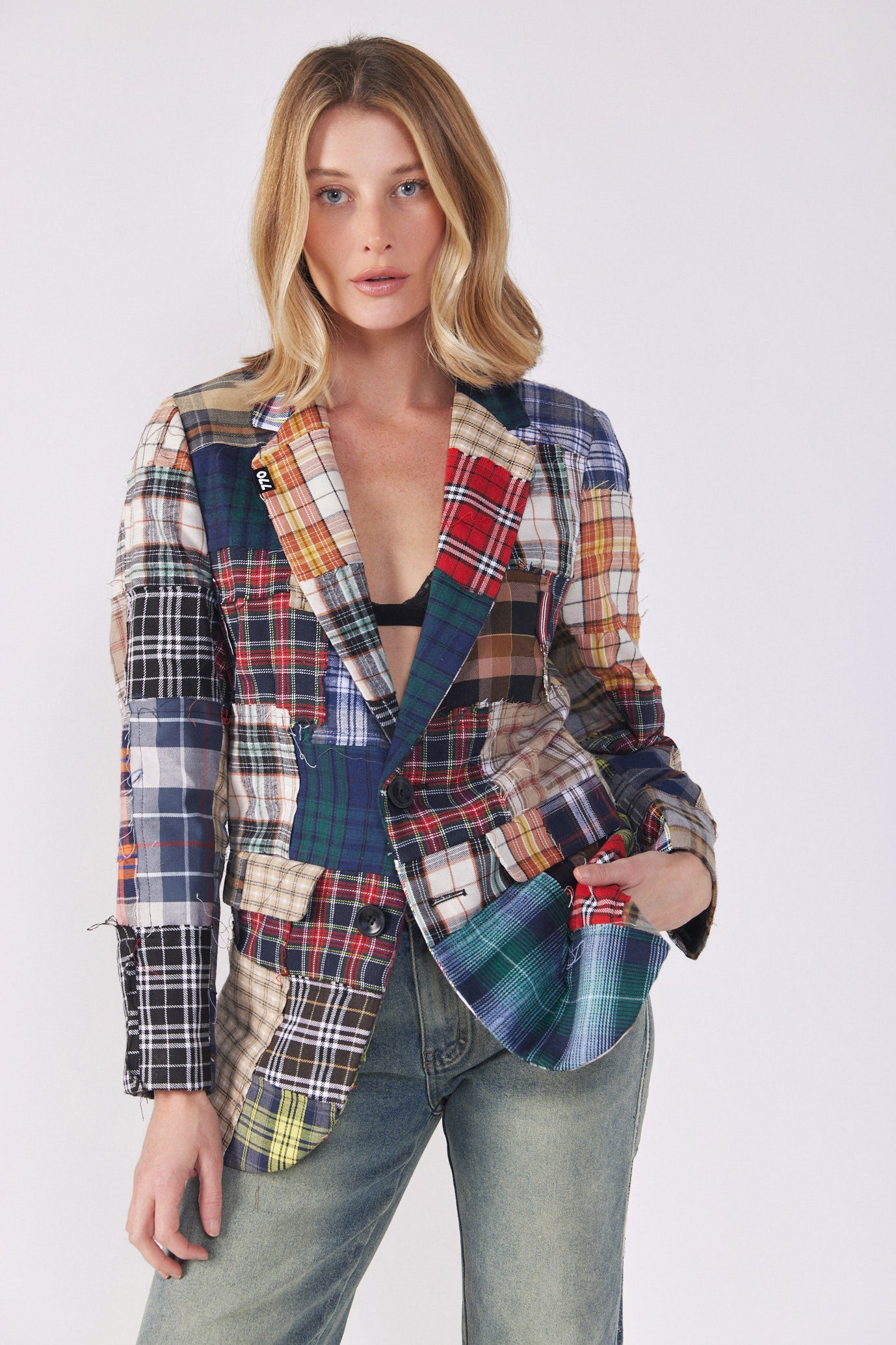 Colorful Denim Patchwork Blazer Jacket 770
