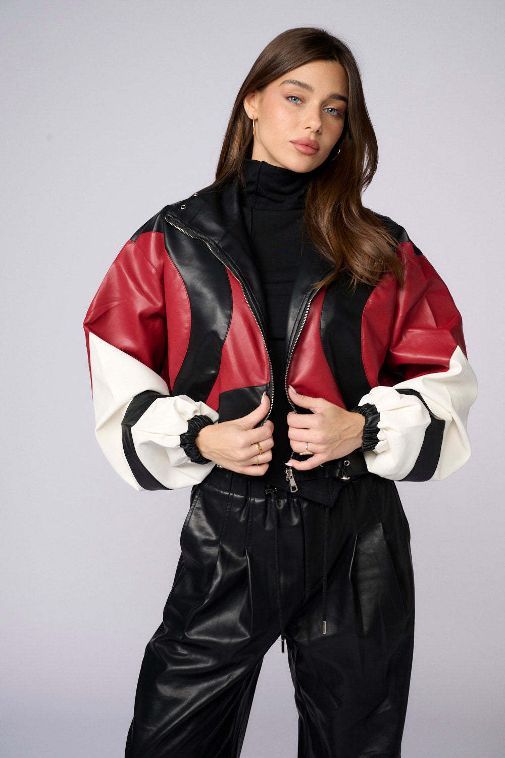 ג'קט דמוי עור קרופ