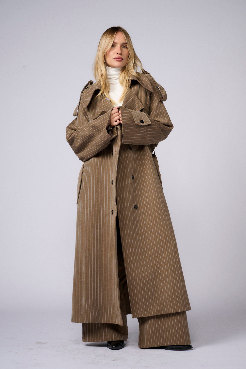 גק'ט ארוך אוברסייז פסים דקים