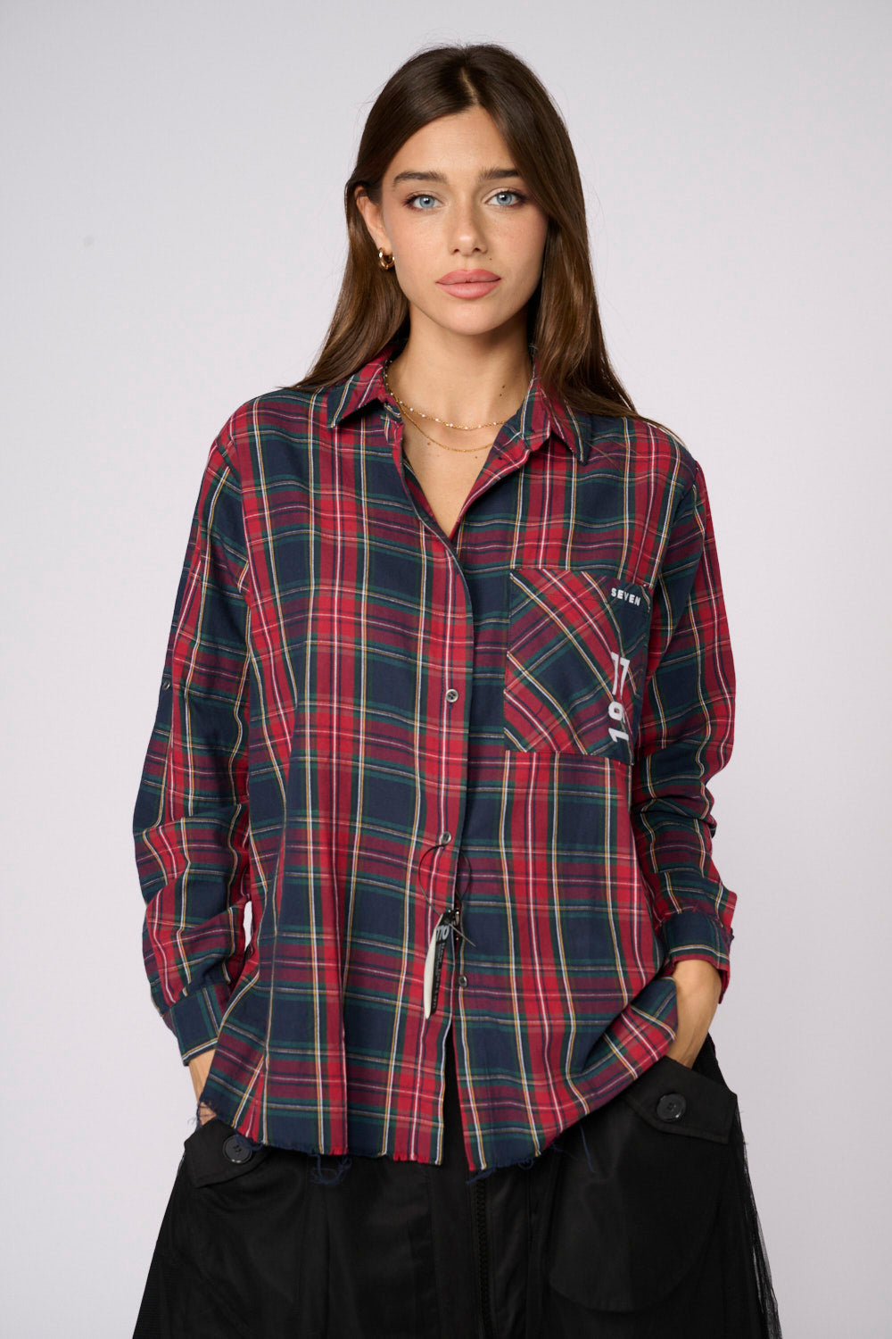 Checked button-down shirt with Prima SEVEN finish