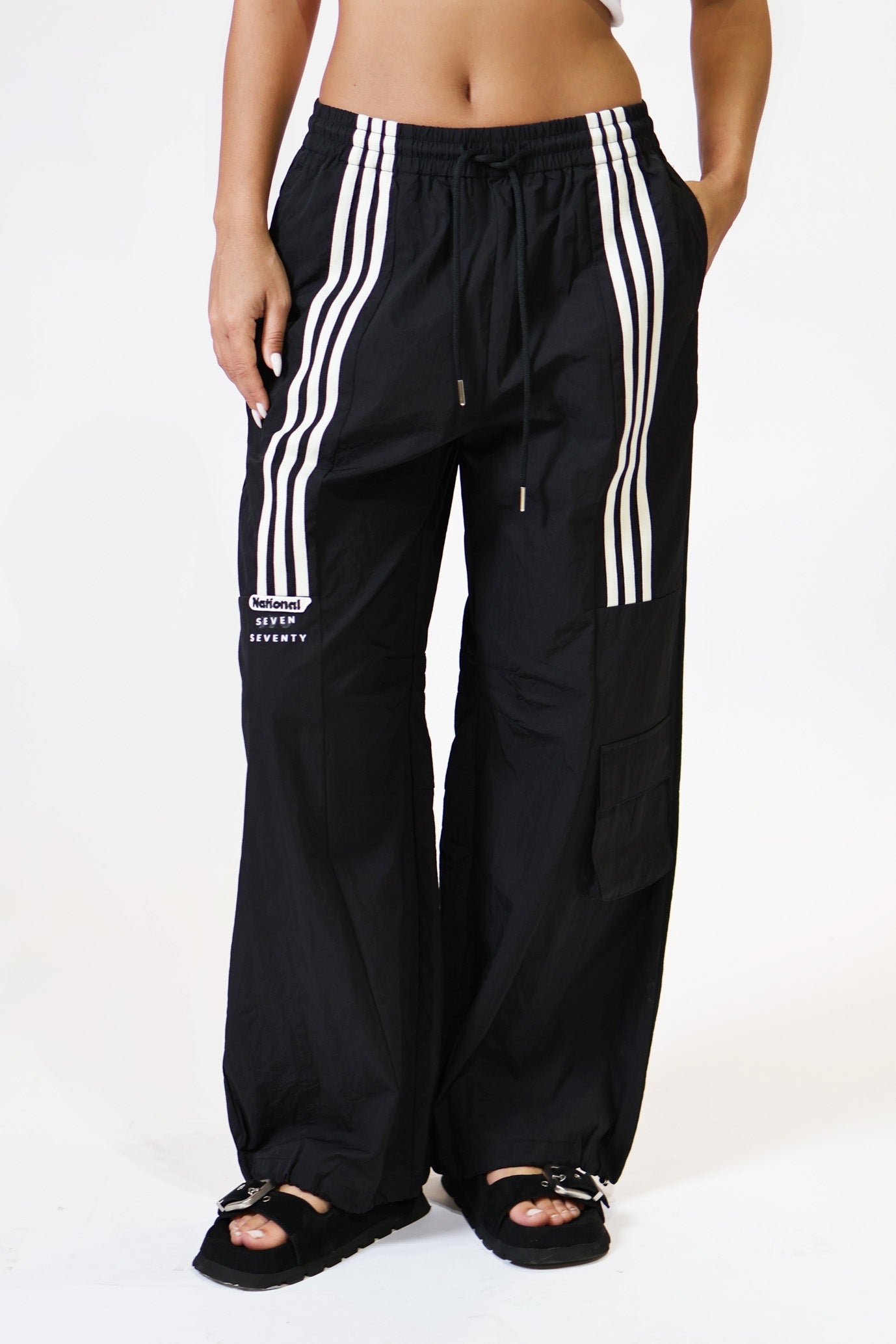 NATIONAL striped nylon pants