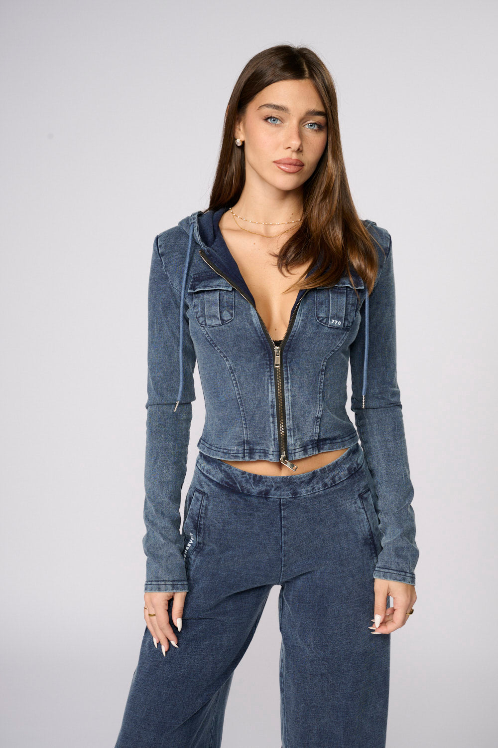 ג'קט ג'ינס קפוצ'ון ווש