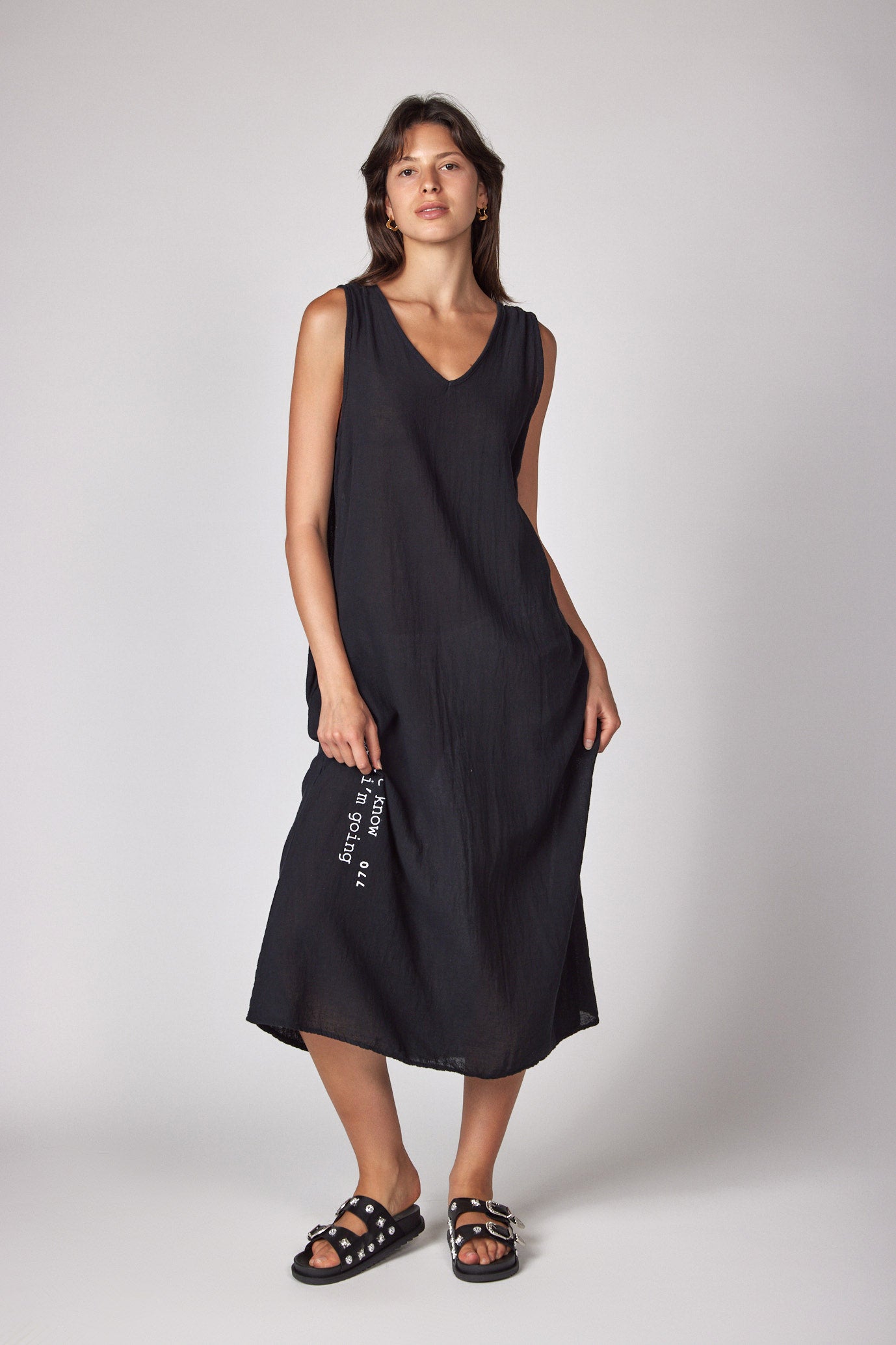 Slightly transparent linen midi dress GOING