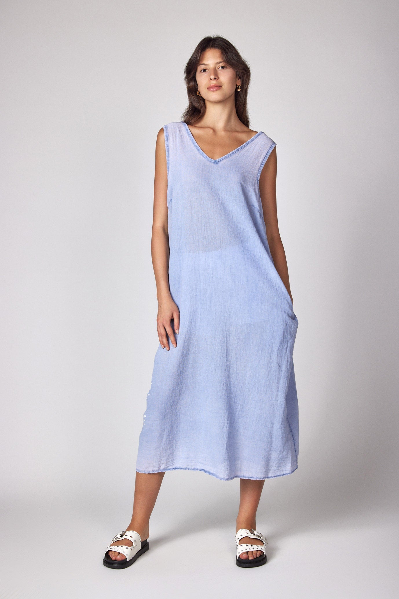 Slightly transparent linen midi dress GOING