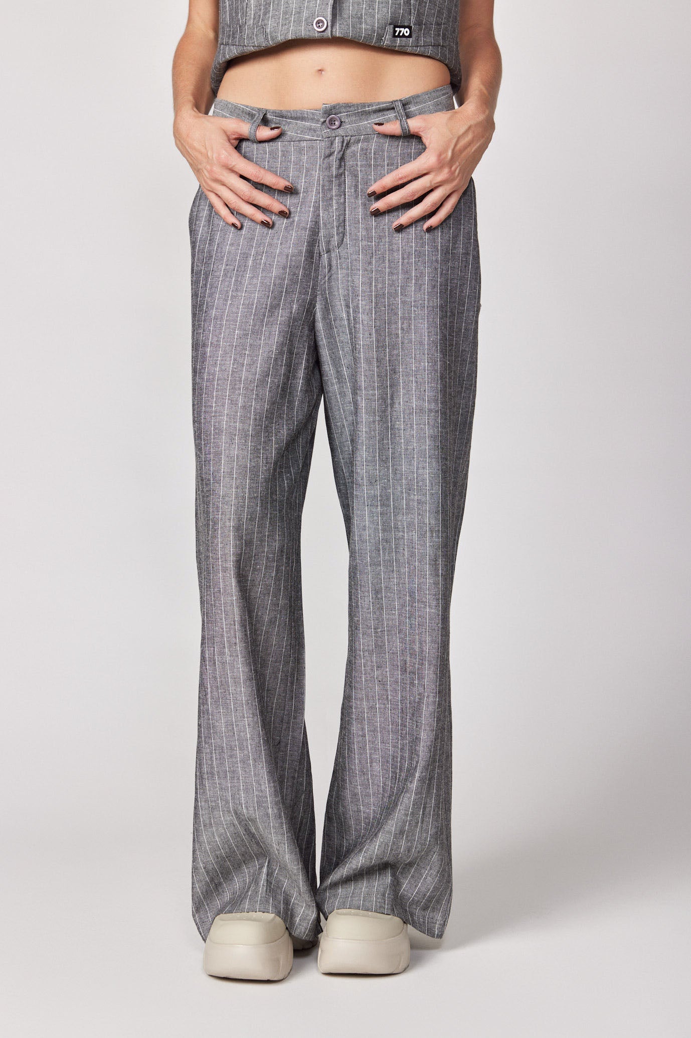 MAN KIND striped tailored linen pants