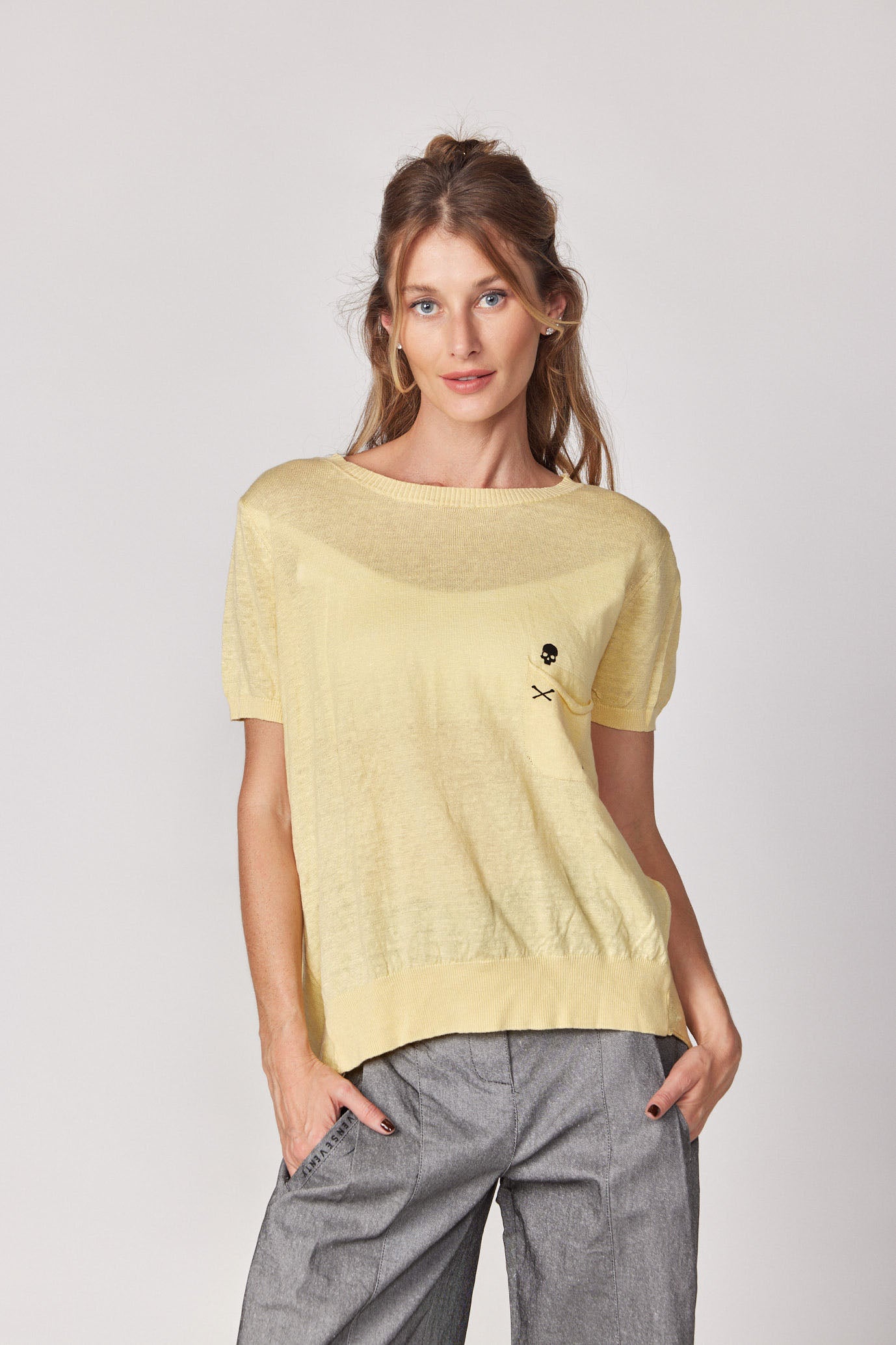 SKULL thin knit shirt