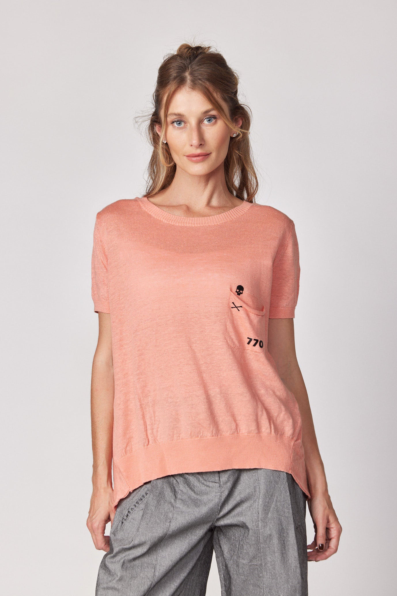 SKULL thin knit shirt