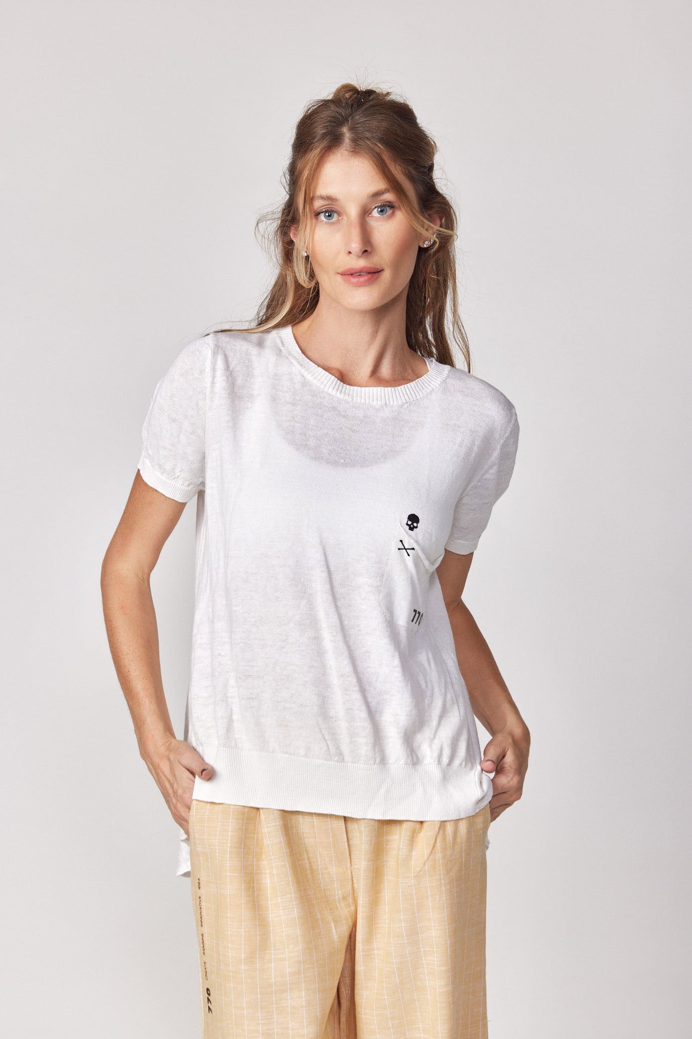 SKULL thin knit shirt