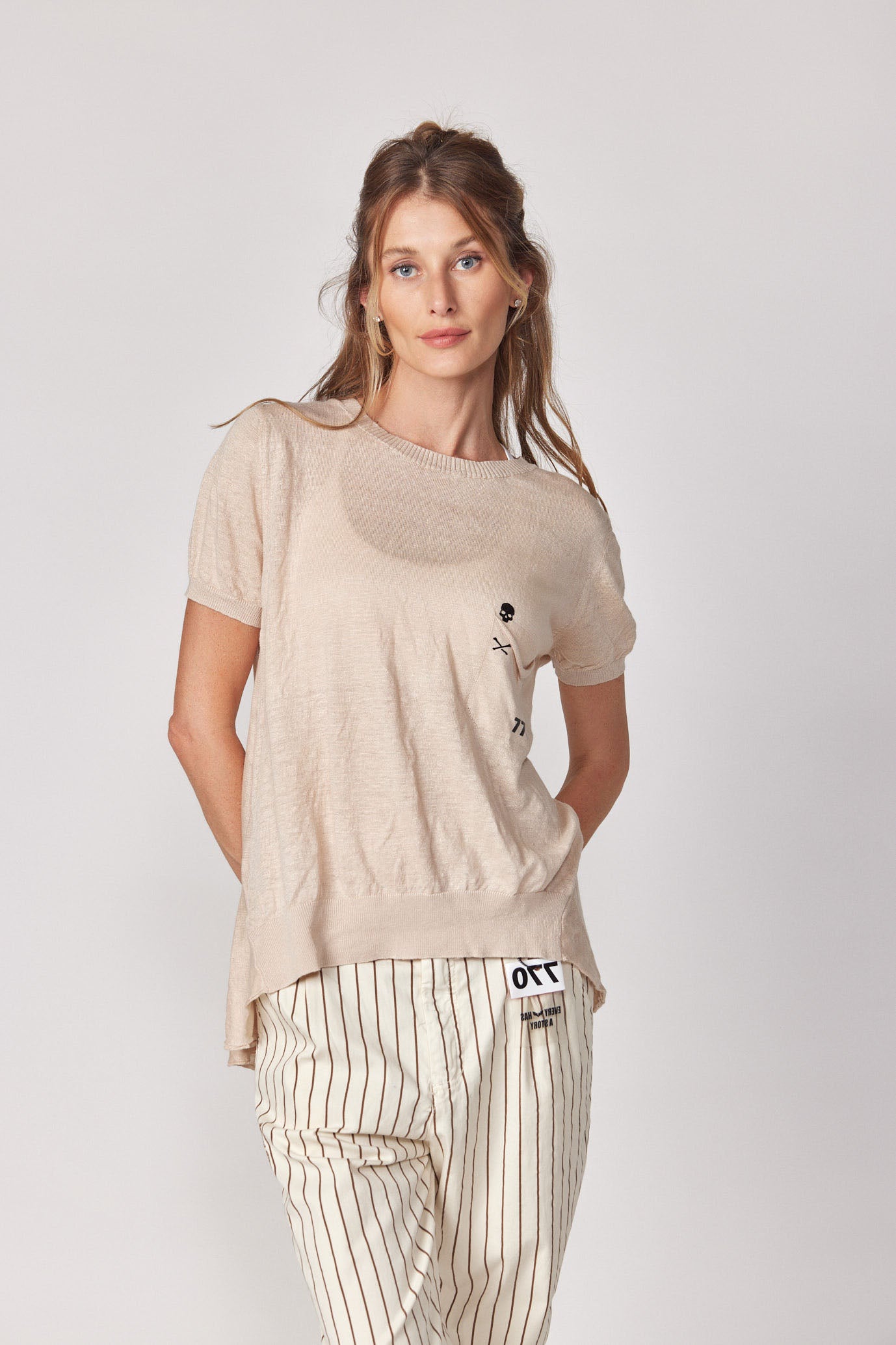 SKULL thin knit shirt