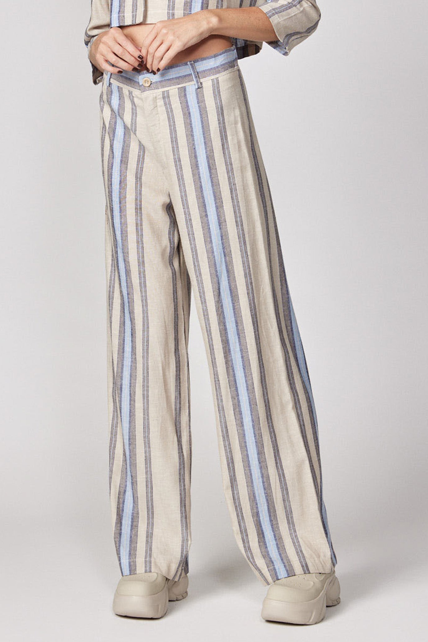 UNIFORM striped linen pants