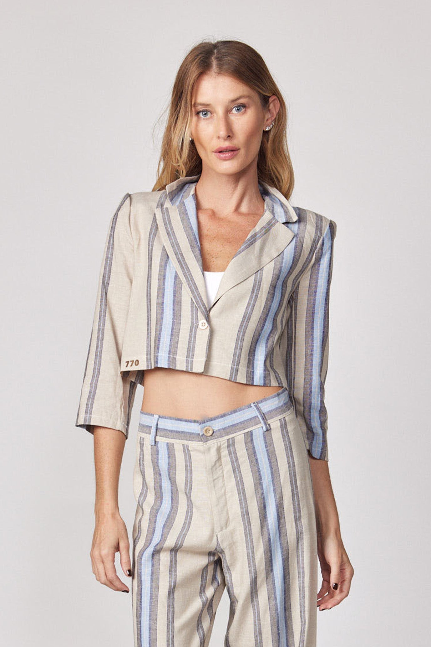 Striped linen jacket 770
