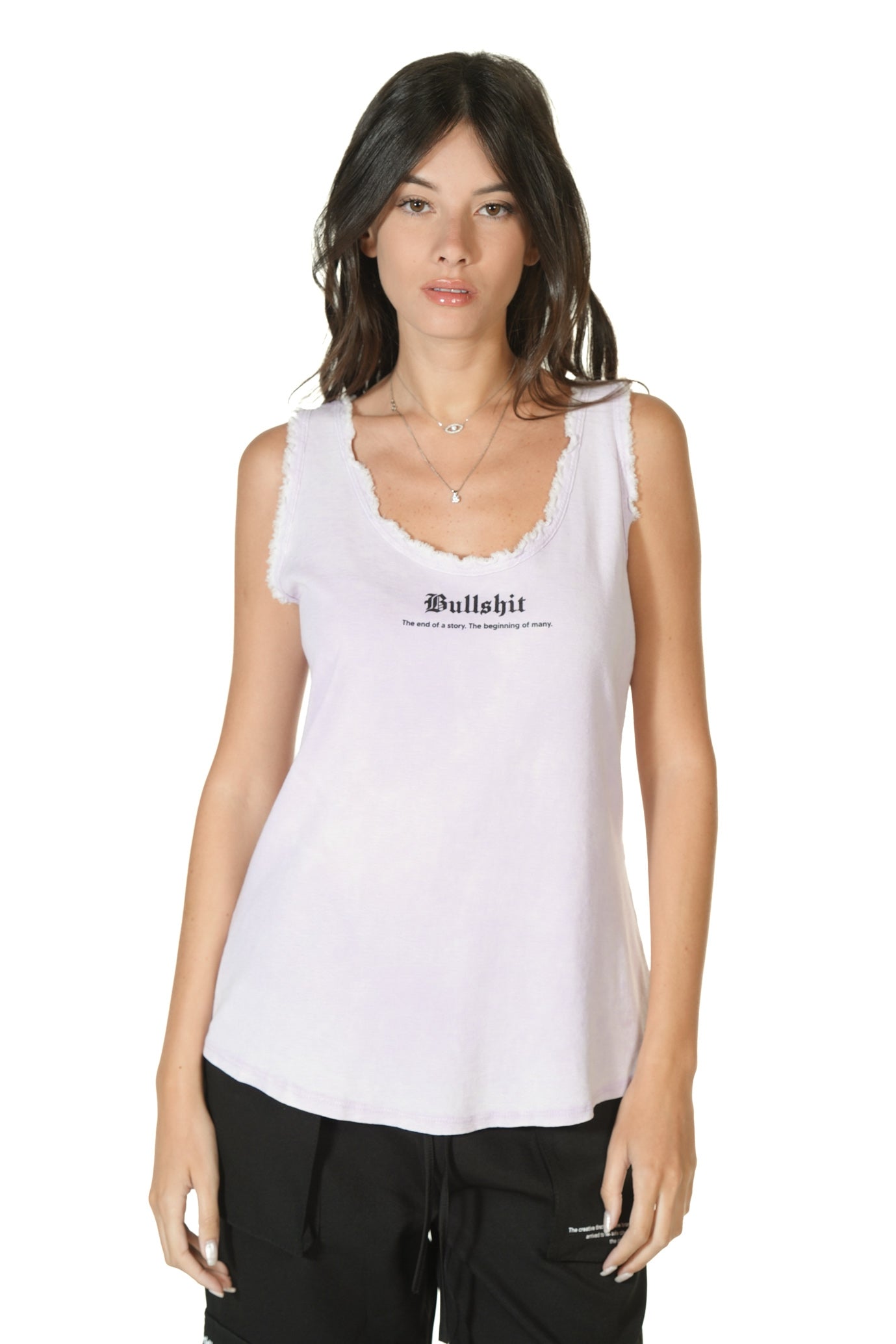 BULLSHIT designed tank top with a fringed finish