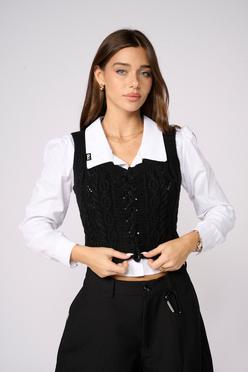 מכופתרת שילוב סריג