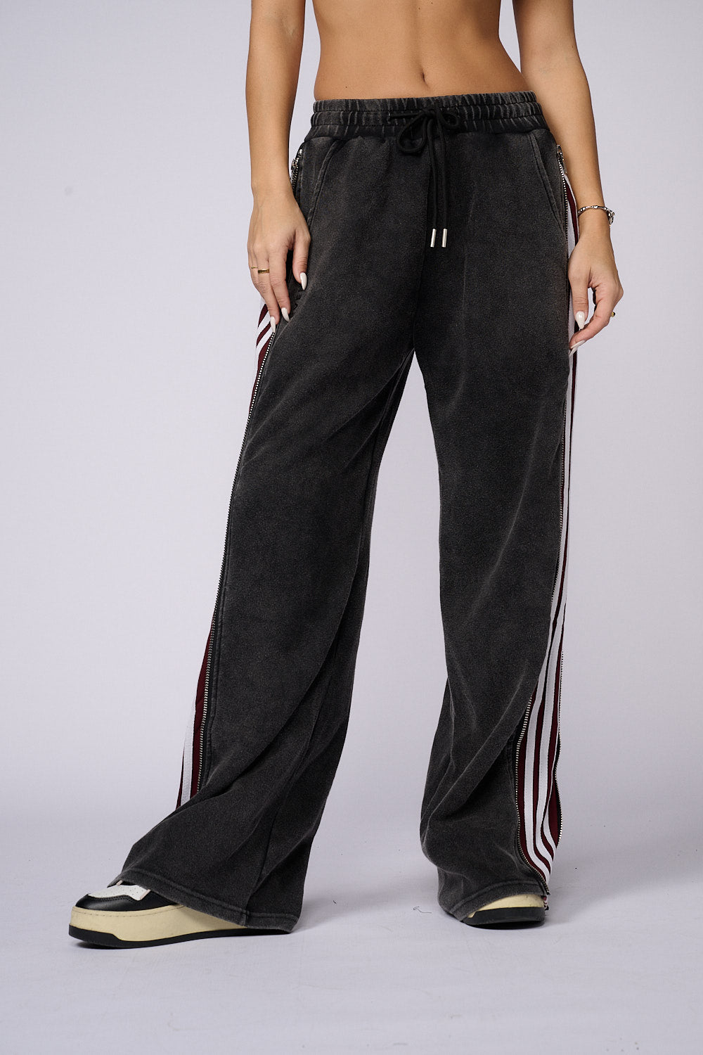 מכנסי פוטר דק שילוב רוכסנים