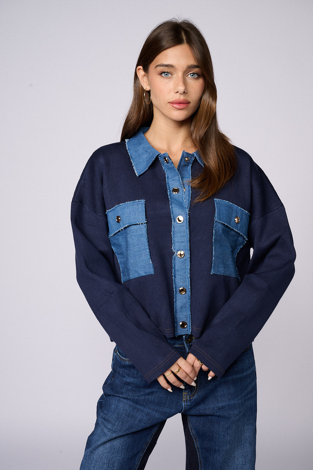 ג'קט סריג ריב שילוב ג'ינס