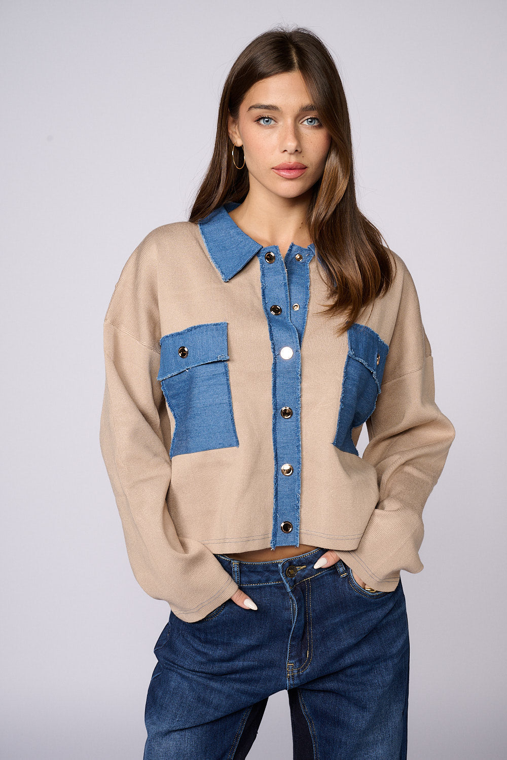 ג'קט סריג ריב שילוב ג'ינס