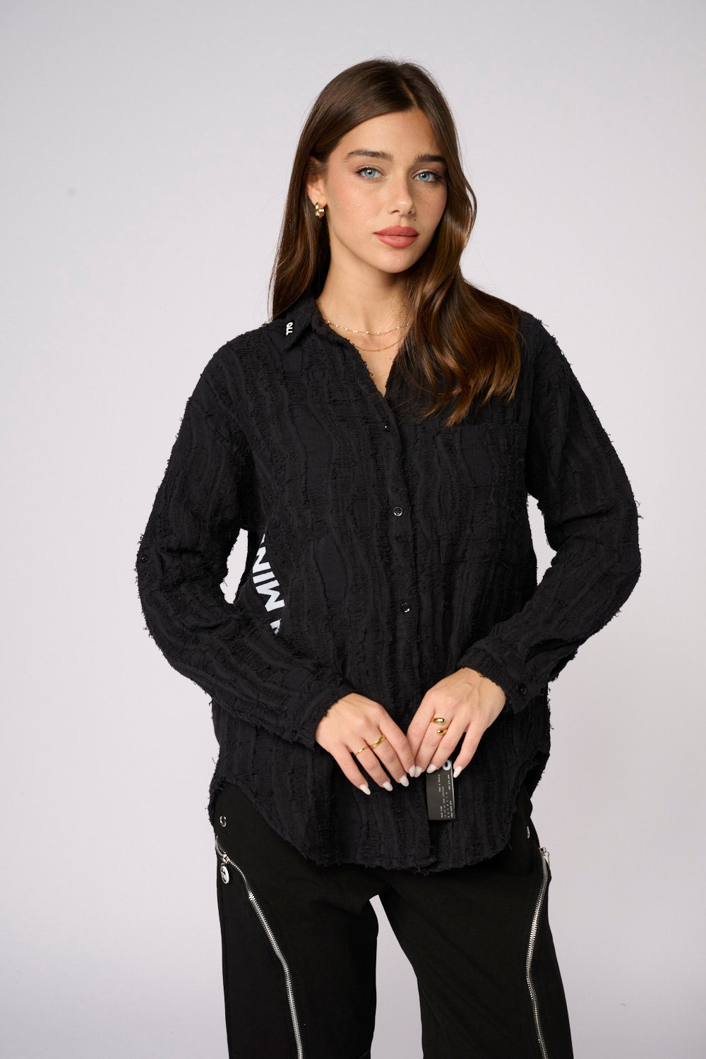 MIND ripped button-down shirt