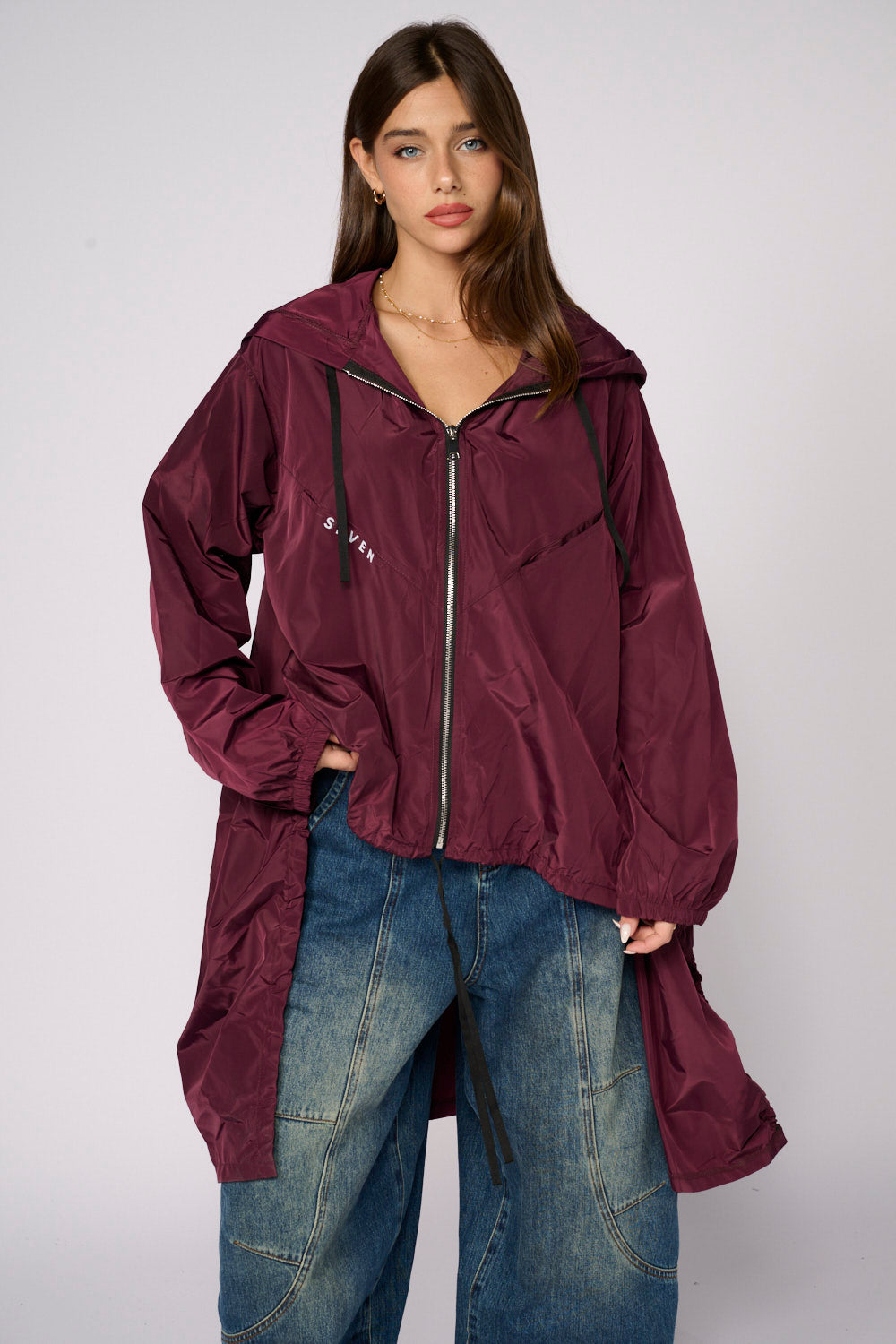 ג'קט קפוצ'ון ניילון אסימטרי