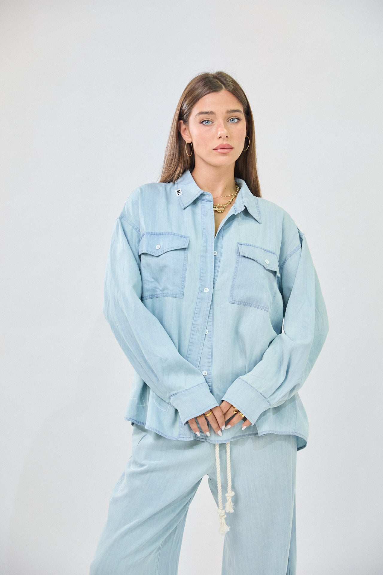 ART denim button-down shirt