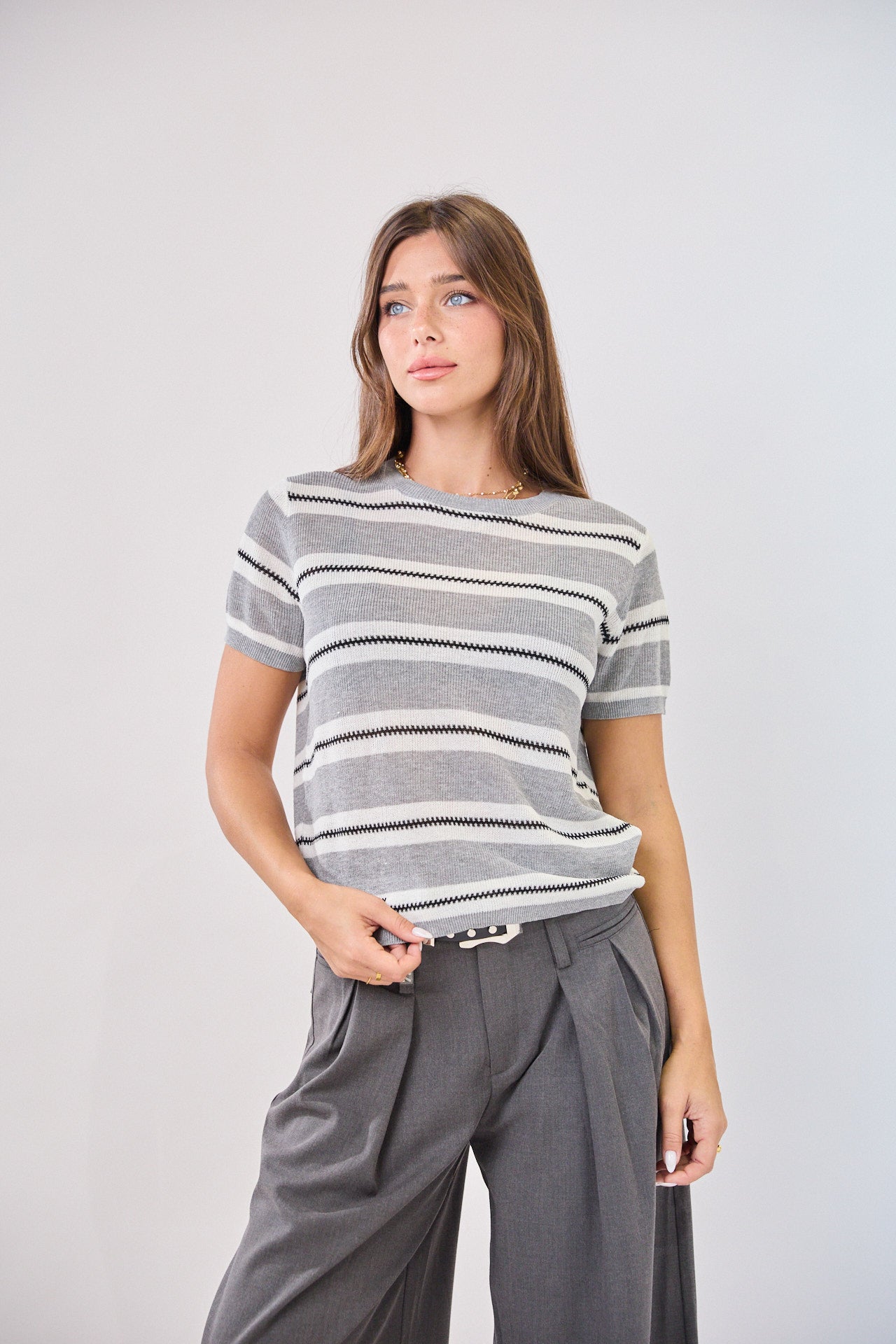 Striped knit shirt with a Nicky collar