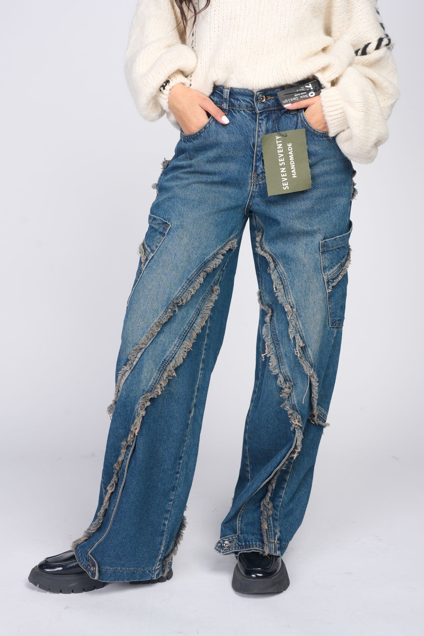HANDMADE frayed hem jeans