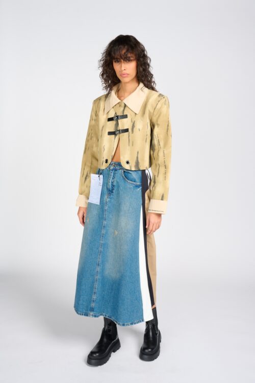 חצאית מקסי שילוב מעוצבת  DENIM