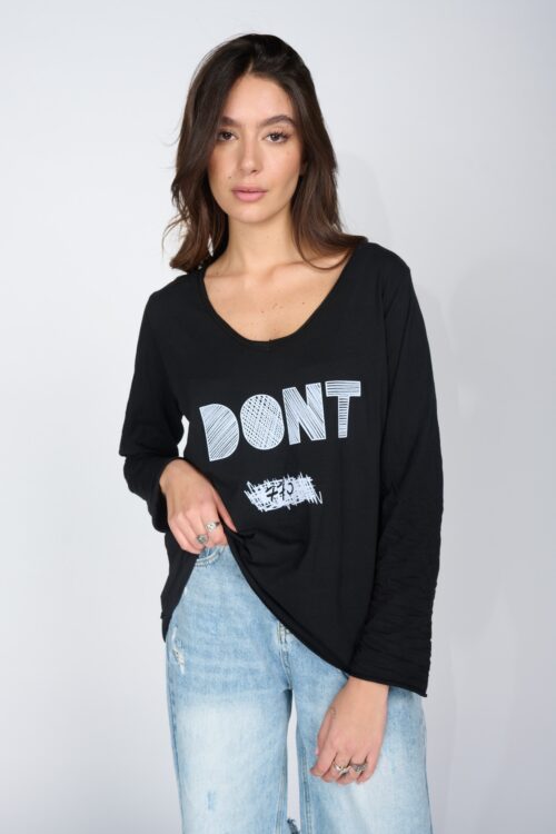 חולצת בייסיק מפתח וי DON'T