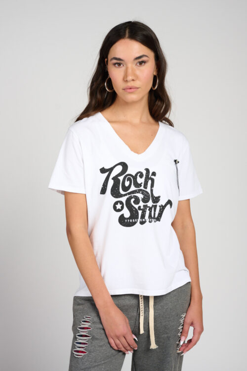 חולצת טי צווארון וי ROCK STAR