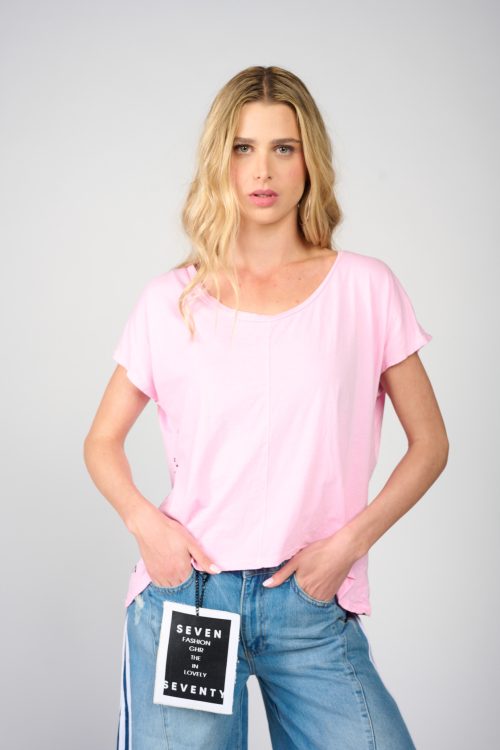 חולצת T צווארון ניקי רחב SHIRT