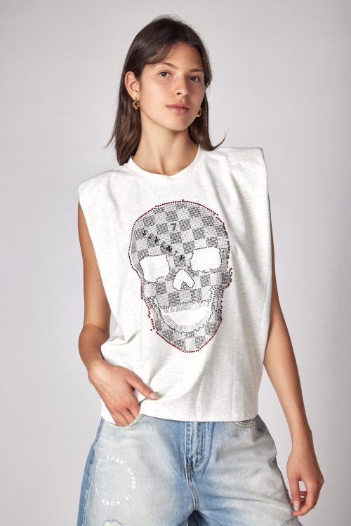 חולצה ללא שרוול כריות כתפיים SKULL