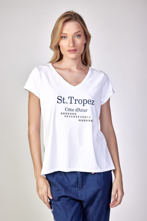 חולצת טי צווארון וי TROPEZ