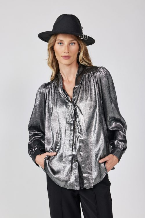 חולצה מכופתרת כסופה GLAM