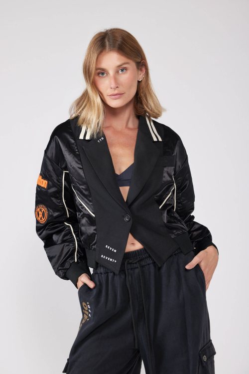 ג'קט סאטן משולב FASHION