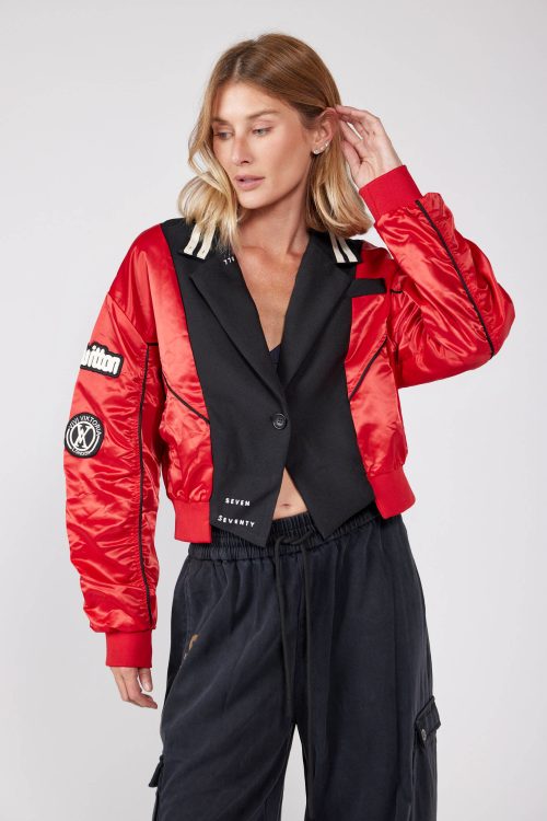 ג'קט סאטן משולב FASHION