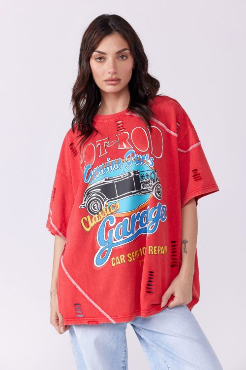 חולצת טי קרעים HOT ROD
