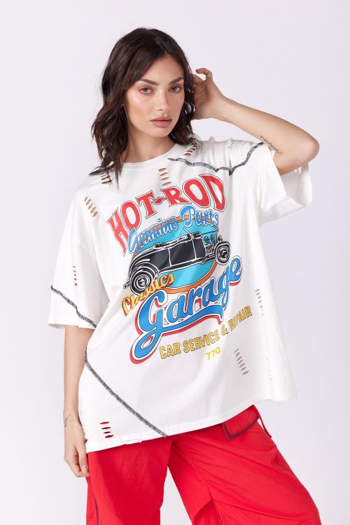 חולצת טי קרעים HOT ROD